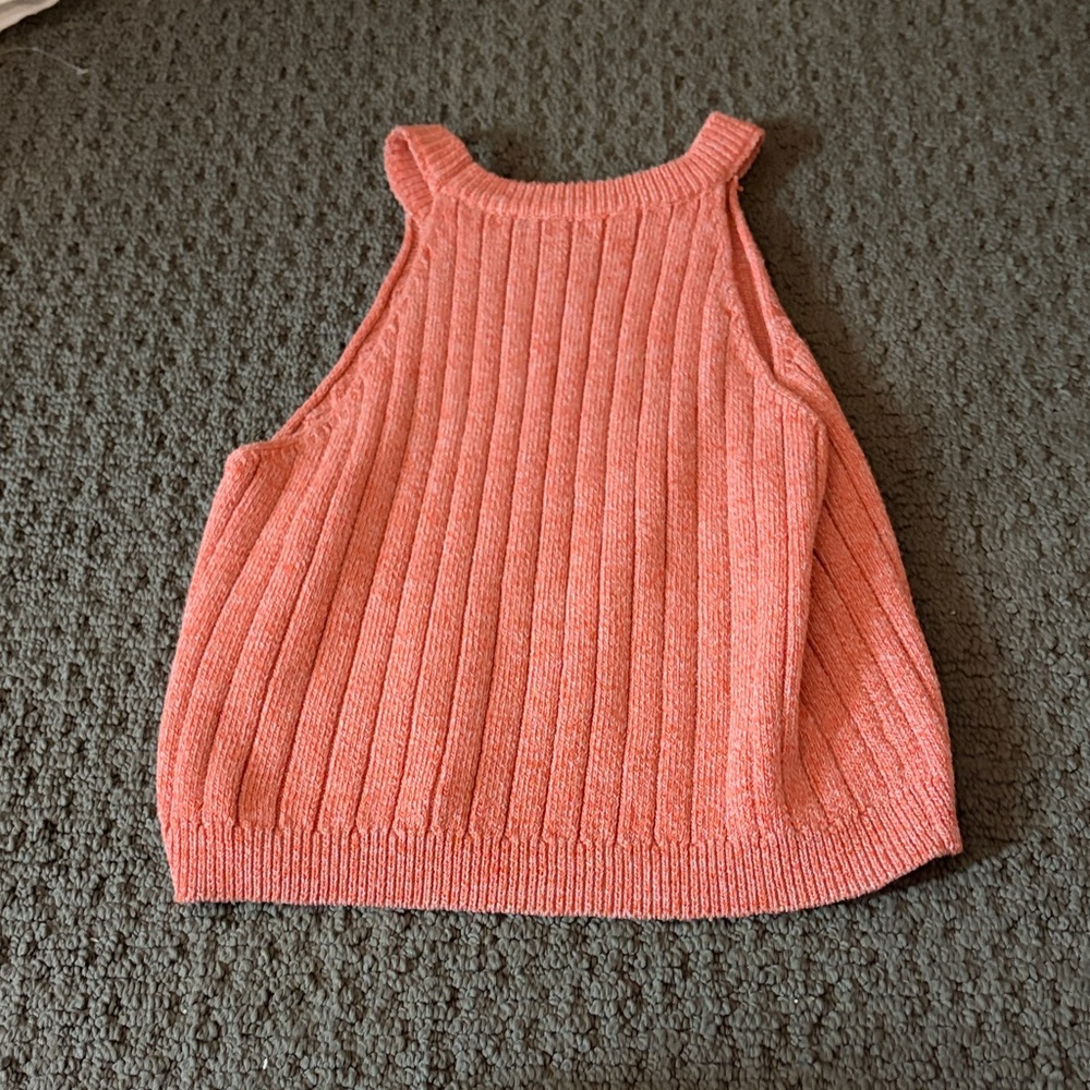 Coral Ribbed Knit Tank Top